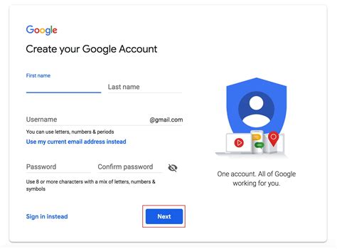 g|Create a Gmail account